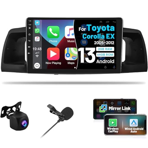Roinvou [2G+64G] Car Radio for Toyota Corolla EX 2005 2006 2007 2008 2009 2010 2011 2012 with Wireless Carplay/Android Auto, 9 Inch Upgrade Touch Screen for Corolla with GPS Bluetooth WiFi - Image 1