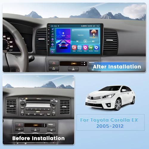 Roinvou [2G+64G] Car Radio for Toyota Corolla EX 2005 2006 2007 2008 2009 2010 2011 2012 with Wireless Carplay/Android Auto, 9 Inch Upgrade Touch Screen for Corolla with GPS Bluetooth WiFi - Image 2