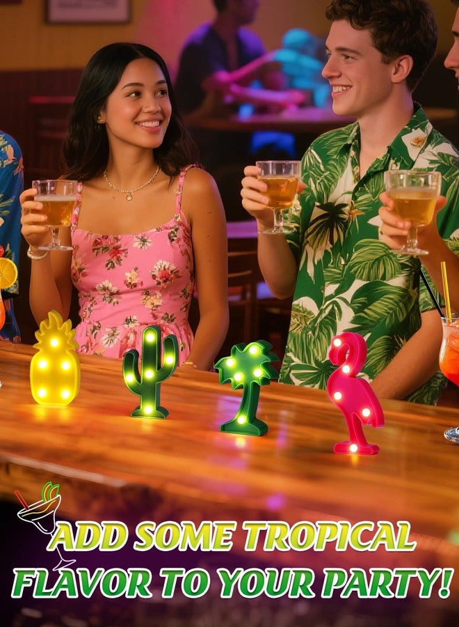 ANPHSIN Cute Hawaiian Party Decoration Lights - Mini LED Flamingo Pineapple Palm Tree Cacti Signs, Summer Tropical-themed Birthday Party Table Centerpieces Lamps Decor - Image 3