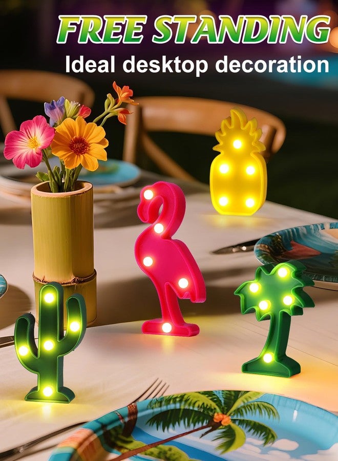 ANPHSIN Cute Hawaiian Party Decoration Lights - Mini LED Flamingo Pineapple Palm Tree Cacti Signs, Summer Tropical-themed Birthday Party Table Centerpieces Lamps Decor - Image 5