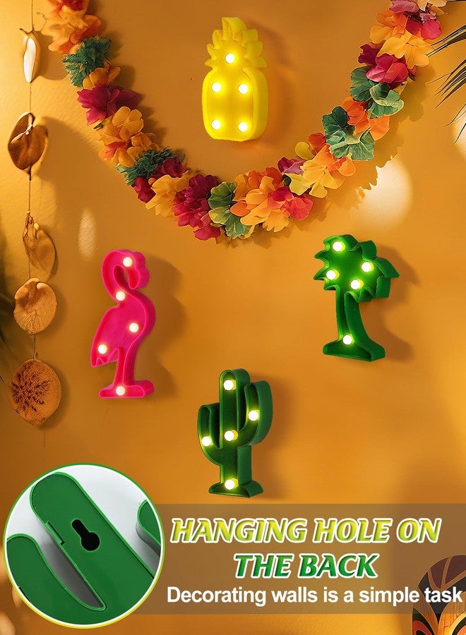 ANPHSIN Cute Hawaiian Party Decoration Lights - Mini LED Flamingo Pineapple Palm Tree Cacti Signs, Summer Tropical-themed Birthday Party Table Centerpieces Lamps Decor - Image 2