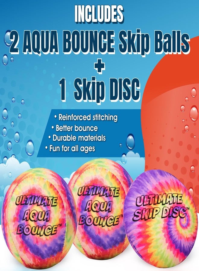 Activ Life Ultimate Skip Ball, Large 3" - 2 Water Skip Balls with 1 Skip Disc (Tie-Dye) - Water Bouncing Ball Set for Beach, Pool & Lake Games - Fun Summer Toys for Kids, Teens, Adults & Families - Image 3