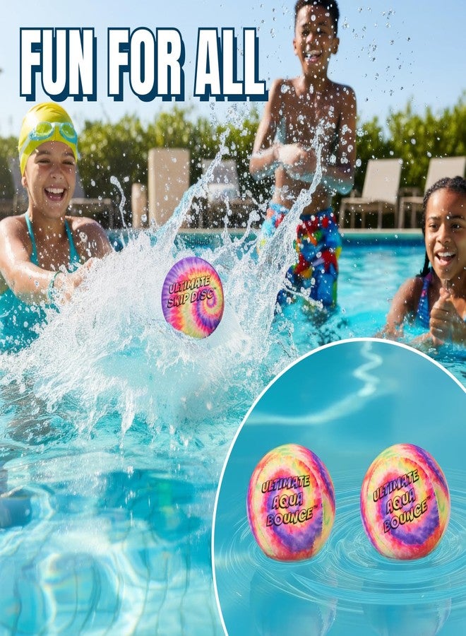 Activ Life Ultimate Skip Ball, Large 3" - 2 Water Skip Balls with 1 Skip Disc (Tie-Dye) - Water Bouncing Ball Set for Beach, Pool & Lake Games - Fun Summer Toys for Kids, Teens, Adults & Families - Image 5