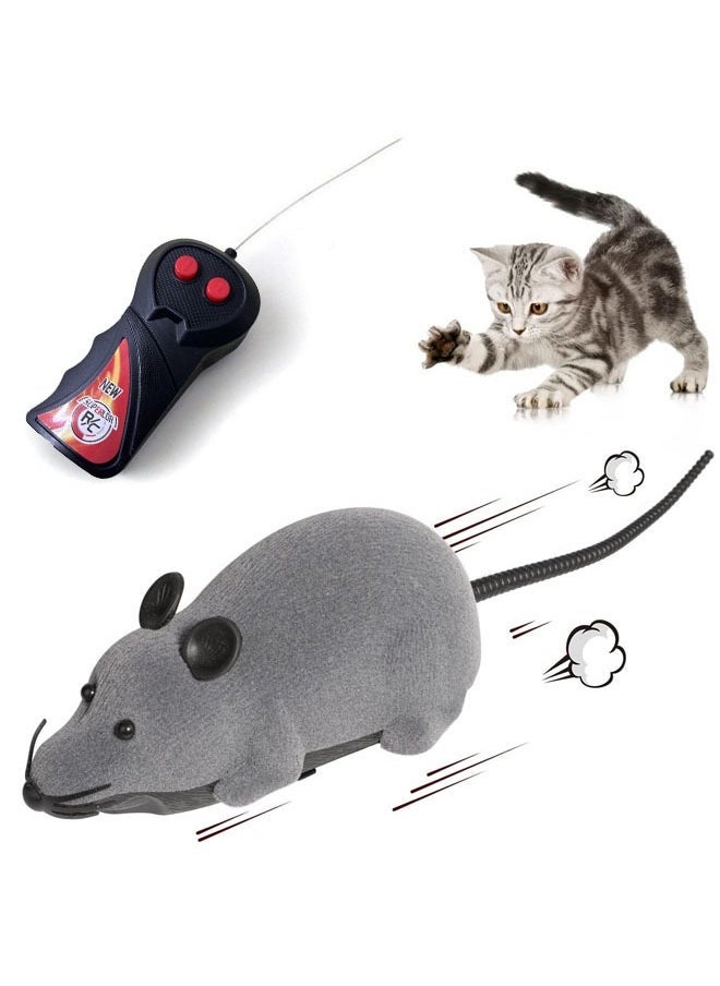 ZVEV Wireless Remote Control Mouse Toy, Wireless Control Realistic Rat Scary RC Mice Toy For Cat Kitten Dog Pet Novelty Gift Trick Bugs, Kids Children Birthday Present (Light Grey)  - Image 1