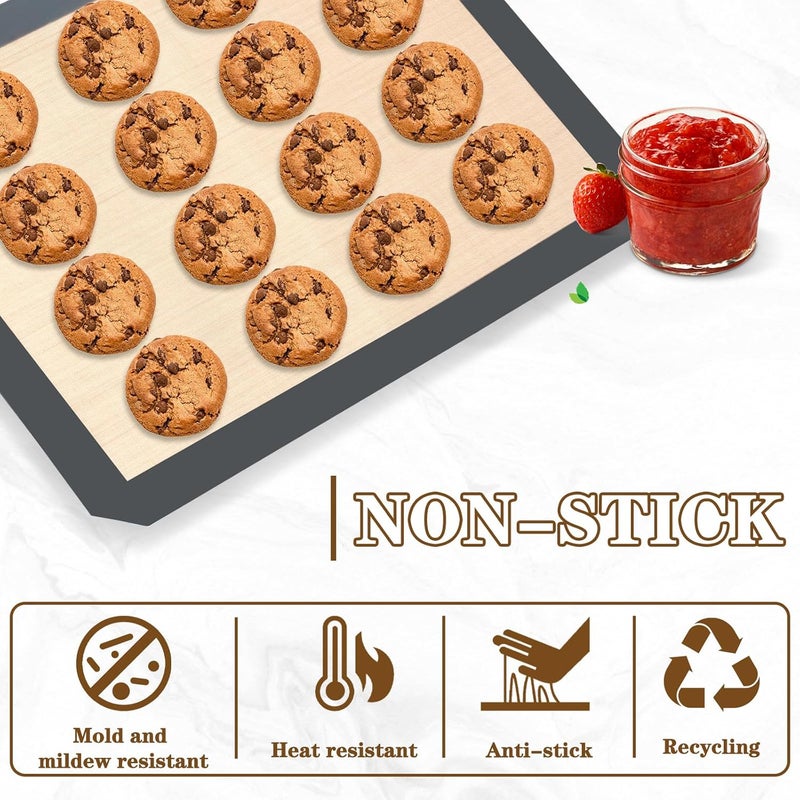Ninsula Silicon Baking Mats, 16.5"x11.6" 2-Pack Reusable Silicon Baking Mat Sheet, Baking Sheets Non-Stick, Food Safe Baking Mats Can Be Used For Baking Cookies, Bread, Pizzas - Image 4