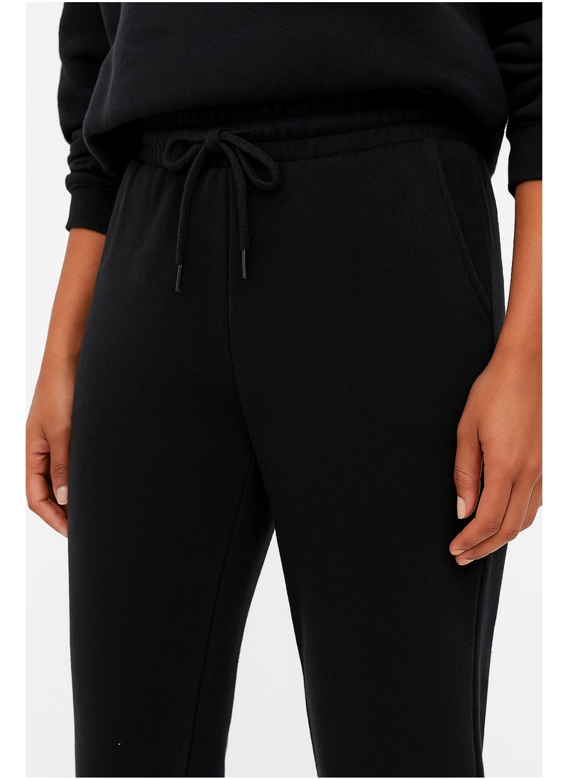 LOUD UNIVERSE Women's Black Jogger Pants – 100% Cotton Casual Sweatpants with Drawstring Waist & Cuffed Ankles | Lounge & Activewear  - Image 3
