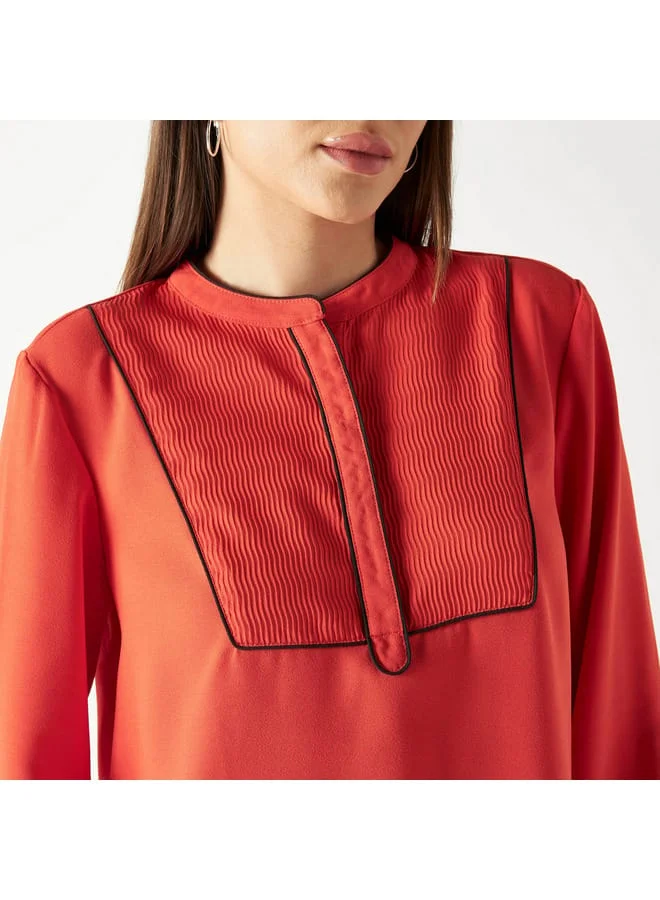 Iconic Iconic Solid Long Sleeves Top with Pintuck Detail