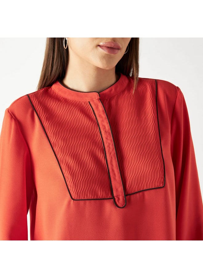 Iconic Iconic Solid Long Sleeves Top with Pintuck Detail  - Image 4