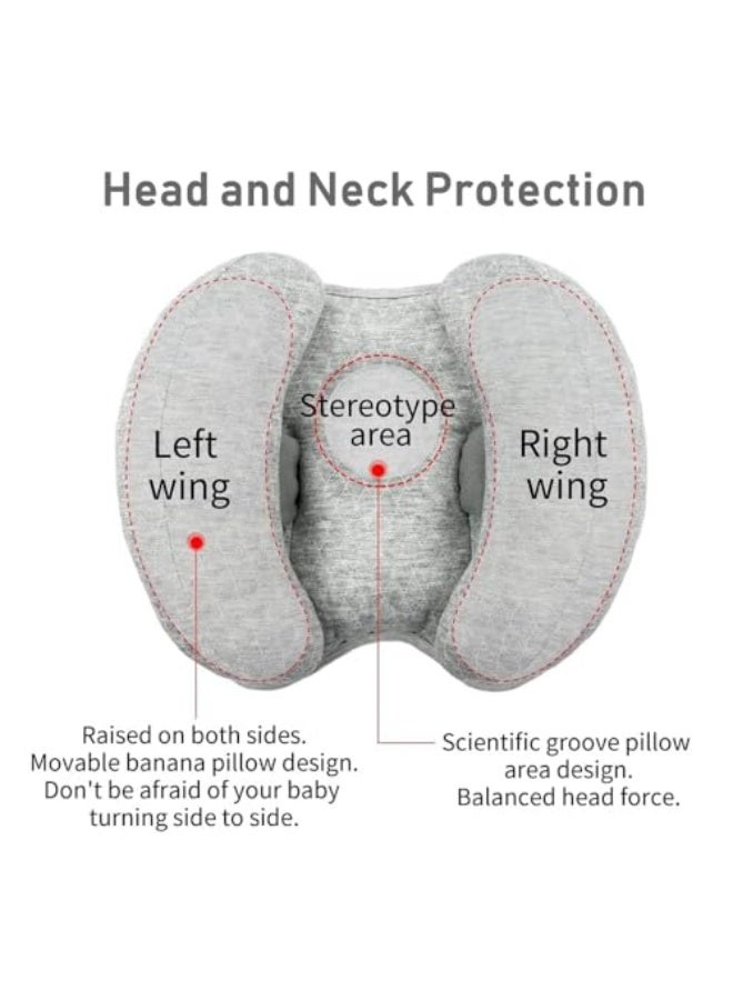 2 in 1 Baby Head Neck Support Pillow, Adjustable Children Travel Headrest Banana Neck Pillow for Infant, Portable Baby Neck Head Pillow Car Seat Insert Cushion for Car Seat, Stroller, Bouncer(Star) - Image 3