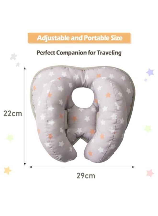 2 in 1 Baby Head Neck Support Pillow, Adjustable Children Travel Headrest Banana Neck Pillow for Infant, Portable Baby Neck Head Pillow Car Seat Insert Cushion for Car Seat, Stroller, Bouncer(Star) - Image 2