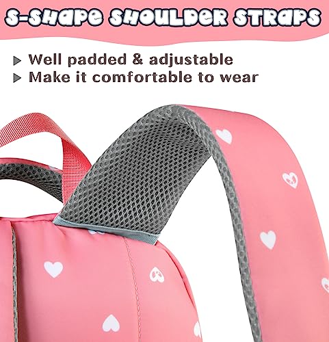 BLUEFAIRY Lightweight Water Resistant Backpack for Girls, Pink, 5-9 Years, Laptop Compartment, Adjustable Shoulder Straps, Breathable Mesh - Image 3