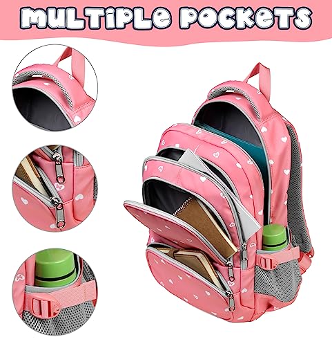 BLUEFAIRY Lightweight Water Resistant Backpack for Girls, Pink, 5-9 Years, Laptop Compartment, Adjustable Shoulder Straps, Breathable Mesh - Image 5