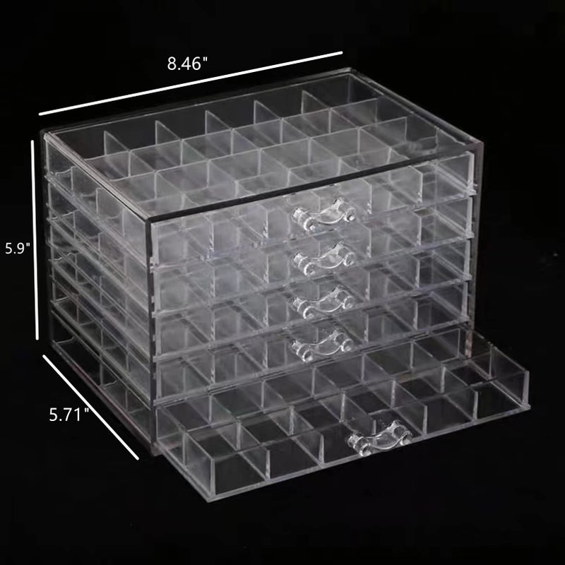 Feadily Acrylic Jewelry Organizer Box, Jewelry Drawer Organizer With 5 Drawers 120 Grids, Clear - Image 3