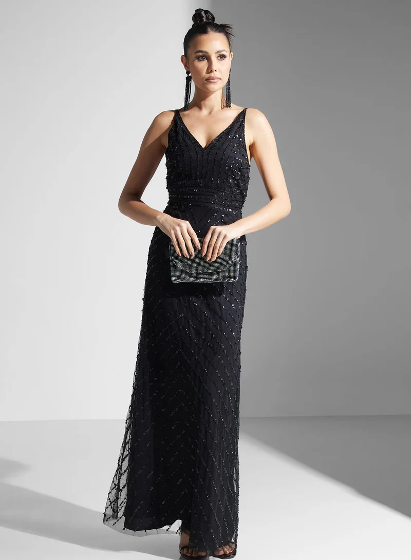 Namshi x Dima Sequin V-Neck Dress