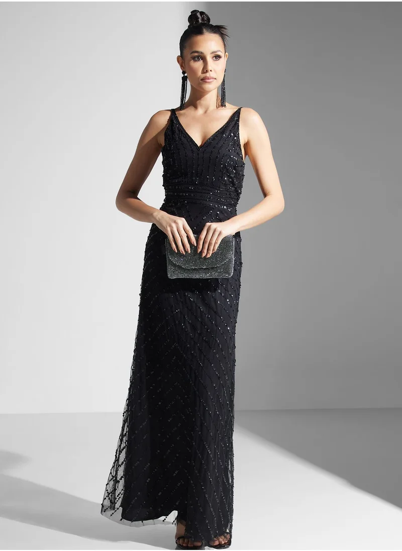 Namshi x Dima Dima Embellished Flared Dress