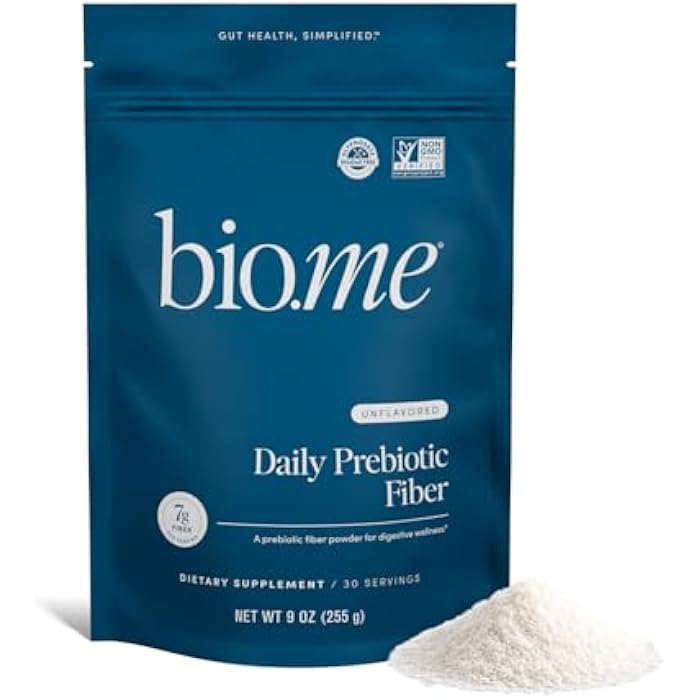 Bio.me Daily Prebiotic Fiber Powder Unflavored - 7g Per Serving - Soluble & Insoluble Fiber Supplement Powder for Women & Men - Digestive Health & Gut Health - GLP-1 Friendly, Sugar Free - 30 Servings - Image 1