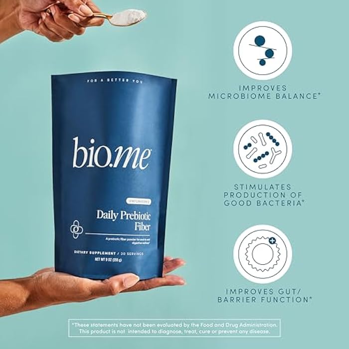 Bio.me Daily Prebiotic Fiber Powder Unflavored - 7g Per Serving - Soluble & Insoluble Fiber Supplement Powder for Women & Men - Digestive Health & Gut Health - GLP-1 Friendly, Sugar Free - 30 Servings - Image 2