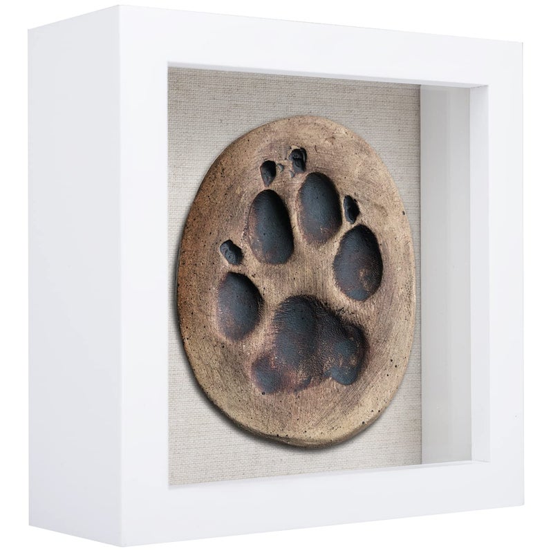 1DOT2 5x5 Small Shadow Box Frame Display Case  Grade A Natural Pine Wood HD Glass Front Soft Linen Back  1.2 inches Interior Depth-White - Image 1