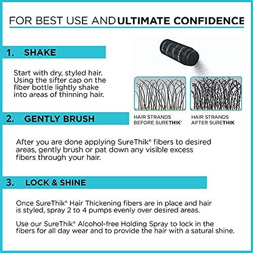 SureThik Hair Thickening Fibers 15g with Applicator and Hairline Comb (Black) - Image 3
