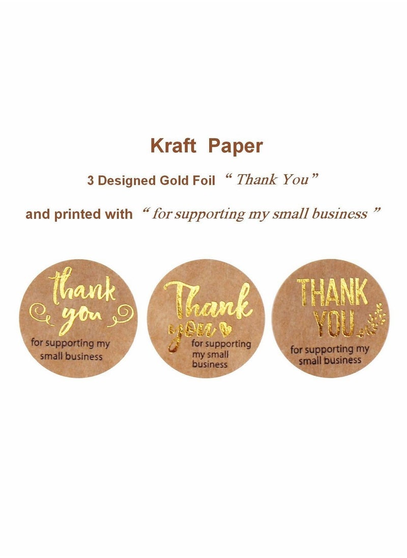 Y&D 1 Inch Thank You for Supporting My Small Business Stickers Roll of 500 pcsLabels & Mailing Supplies Boutique Bags Merchandise 3 DesignsKraft Paper  - Image 2