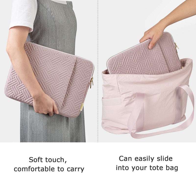 BAGSMART BAGSMART Laptop Sleeve Bag Compatible with MacBook Air/Pro, 13-13.3 inch Notebook, Compatible with MacBook Pro 14 Inch, MacBook Air M2 Sleeve 13 Inch, Repellent Protective Case with Pocket, Pink  - Image 3