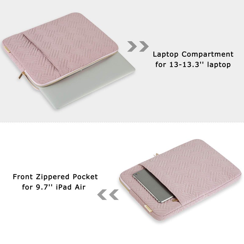 BAGSMART BAGSMART Laptop Sleeve Bag Compatible with MacBook Air/Pro, 13-13.3 inch Notebook, Compatible with MacBook Pro 14 Inch, MacBook Air M2 Sleeve 13 Inch, Repellent Protective Case with Pocket, Pink  - Image 5