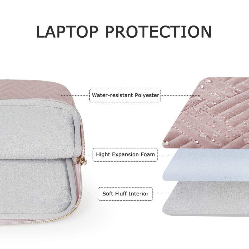 BAGSMART BAGSMART Laptop Sleeve Bag Compatible with MacBook Air/Pro, 13-13.3 inch Notebook, Compatible with MacBook Pro 14 Inch, MacBook Air M2 Sleeve 13 Inch, Repellent Protective Case with Pocket, Pink  - Image 4