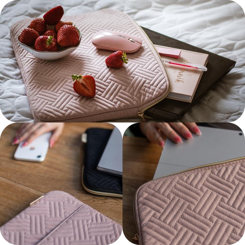 BAGSMART BAGSMART Laptop Sleeve Bag Compatible with MacBook Air/Pro, 13-13.3 inch Notebook, Compatible with MacBook Pro 14 Inch, MacBook Air M2 Sleeve 13 Inch, Repellent Protective Case with Pocket, Pink  - Image 2