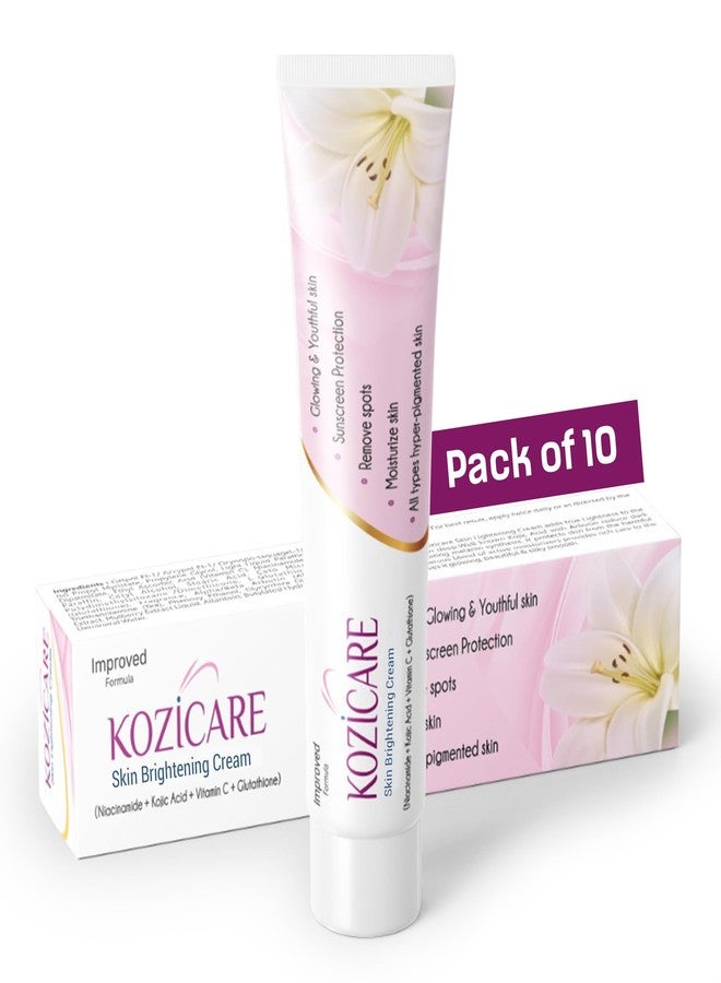 Kozicare Skin Lightening Cream - 15gm (Pack of 10)| Enriched with Kojic Acid, Alpha Arbutin, Glutathione, Niacinamide and Vitamin C | Best for Melasma, Pigmentation, Acne Scars, Dark/Age Spots - Image 1