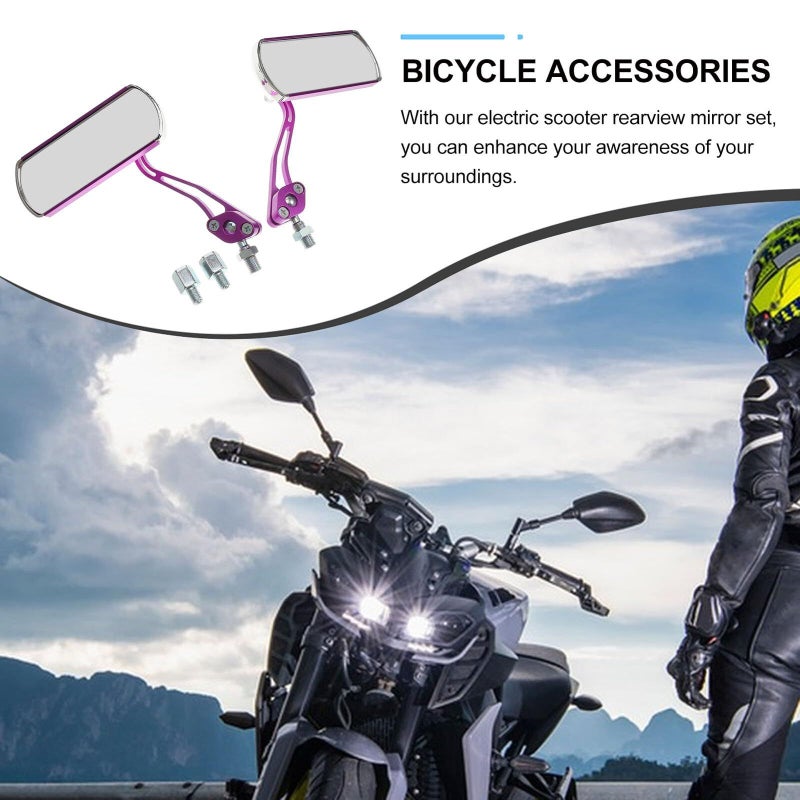 Adjustable Purple Bicycle Rear View Mirrors with Convex Glass for Safety Ebike Scooter Motorcycle - Image 4
