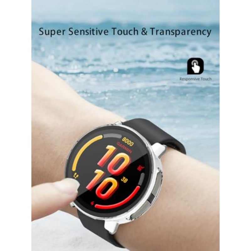 Case for Garmin Bounce 2 Smartwatch, Hard PC Screen Protector for Bounce 2 Smartwatch, 9H Tempered Glass Ultra-Thin Full-Coverage Shockproof Bumper, 2Pack, Transparent+Black - Image 5