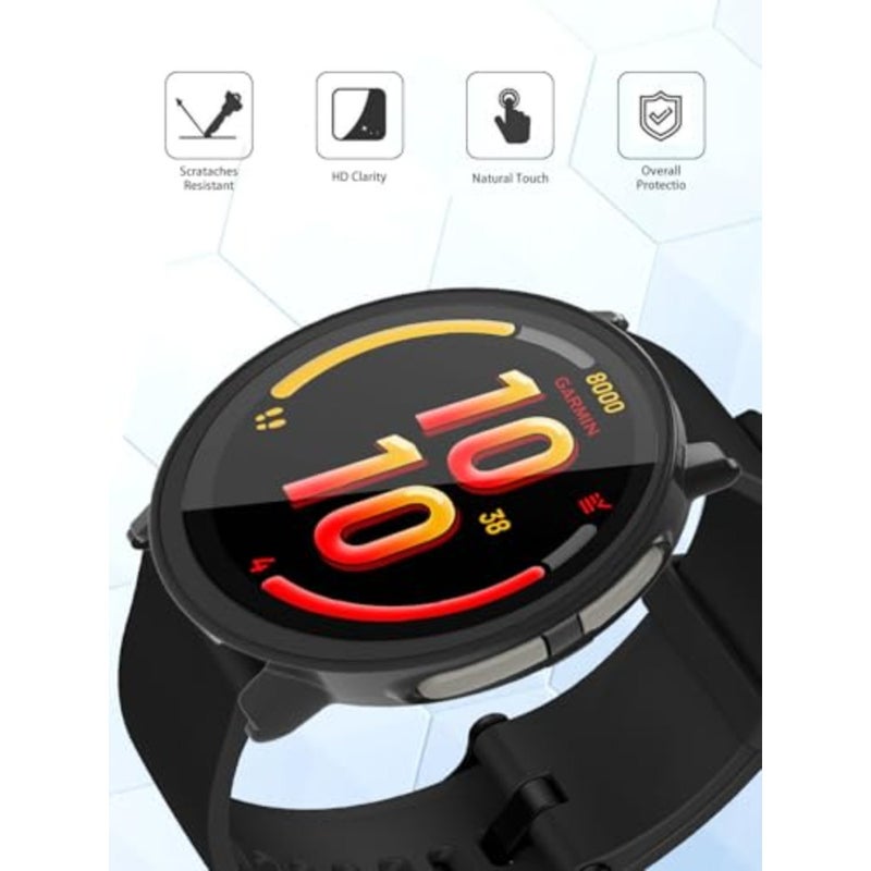 Case for Garmin Bounce 2 Smartwatch, Hard PC Screen Protector for Bounce 2 Smartwatch, 9H Tempered Glass Ultra-Thin Full-Coverage Shockproof Bumper, 2Pack, Transparent+Black - Image 2
