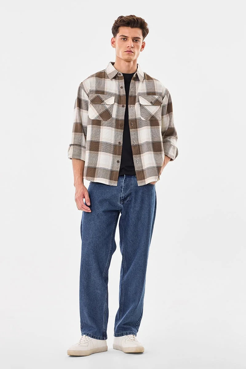 سنيتش قميص كاروهات بجيوب مزدوجة وقصة مريحة