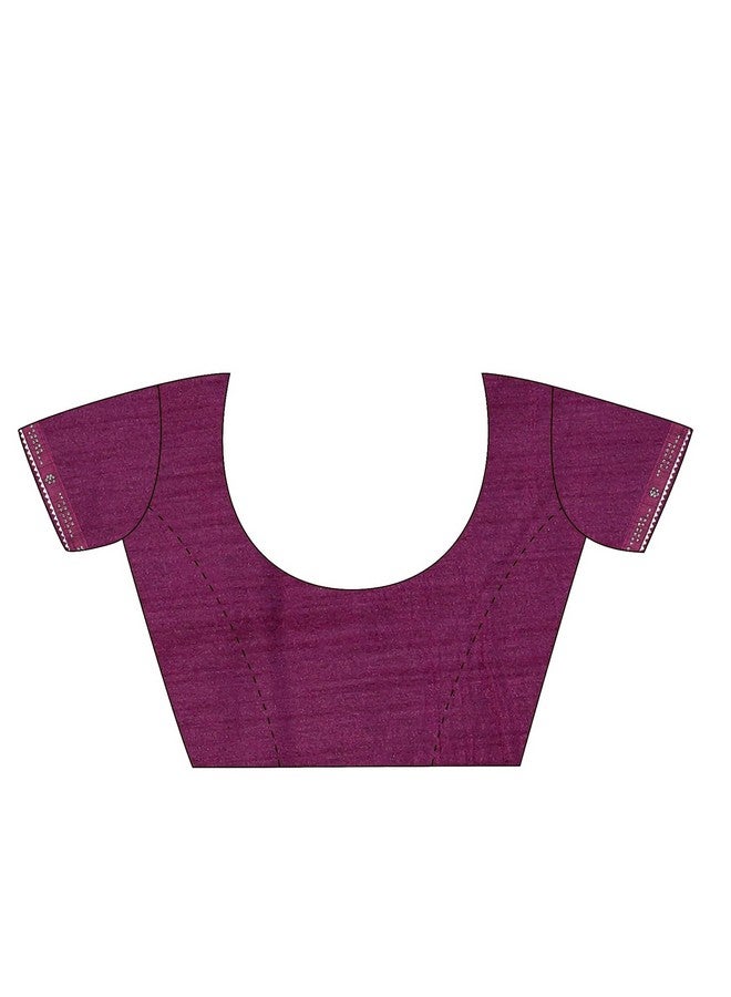 saree mall ساري مول ساري مطبوع مخطط باللون الأرجواني من جورجيت للنساء مع بلوزة غير مخيطة (JALEBI81308_GIF) - Image 5