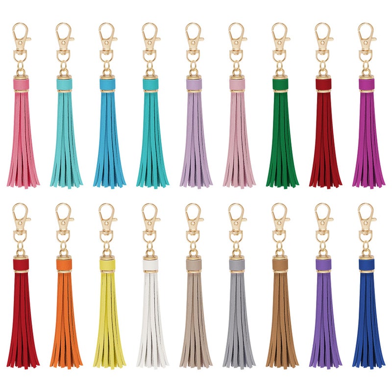 HOVEOX 18 Pieces Artificial Leather Tassel Faux Leather Tassel Bulk Keychain Tassels for Handbag Keychain and Craft - Image 3