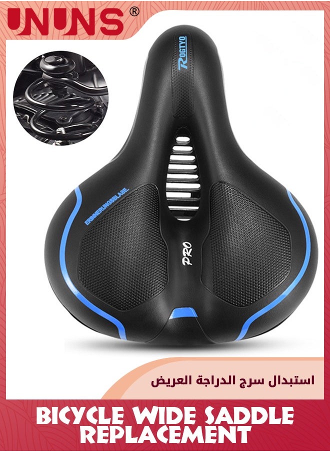 UNUNS Wide Cycling Saddles,Comfort Foam MTB Bicycle Seat,Waterproof Hollow Bicycle Saddle For Men Women,Replacement Bike Seat Cushion With Dual Shock Ball For Exercise/Road/Stationary Bikes  - Image 1