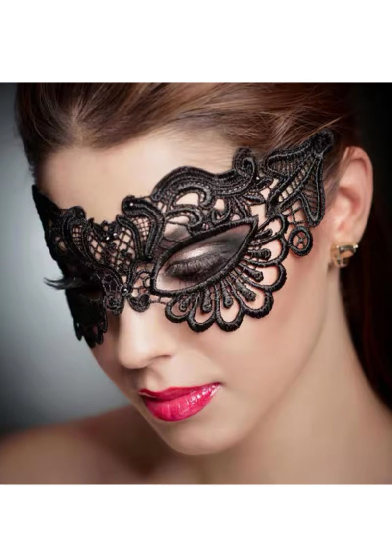 Generic - 6 PCS Masquerade Party Prom Lace Cut Out Eye Mask - Image 1