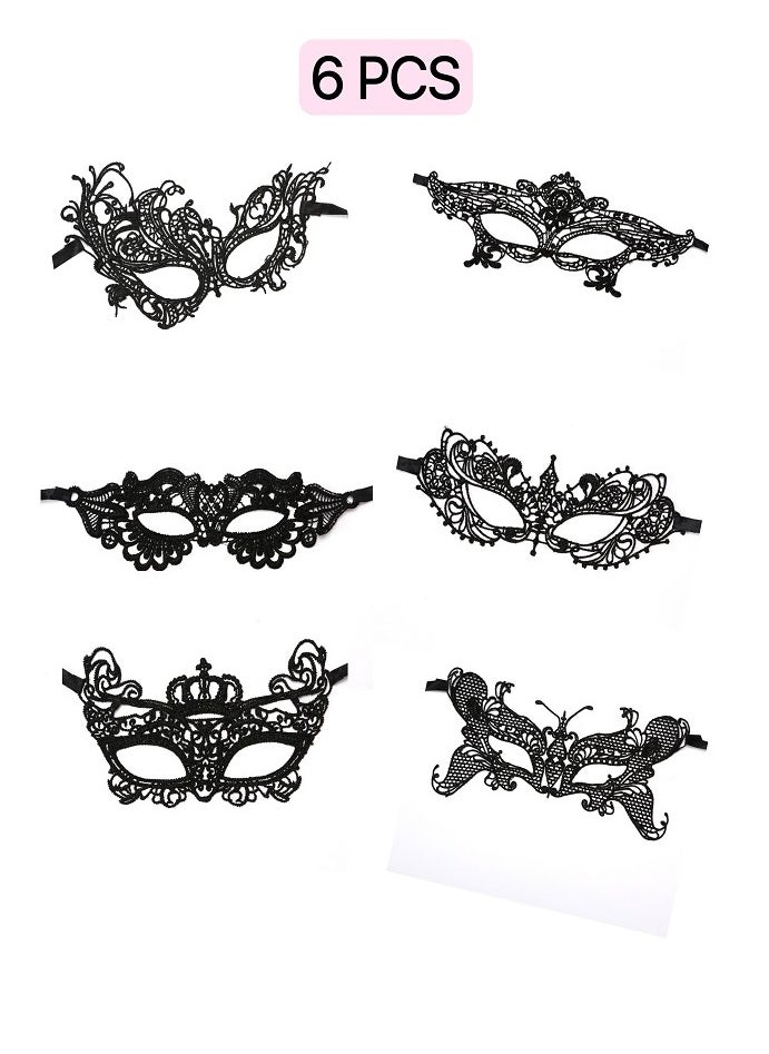 Generic - 6 PCS Masquerade Party Prom Lace Cut Out Eye Mask - Image 1
