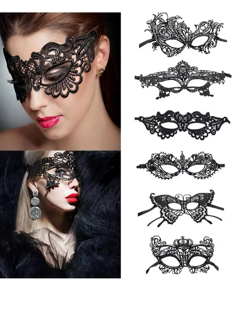 Generic - 6 PCS Masquerade Party Prom Lace Cut Out Eye Mask - Image 1