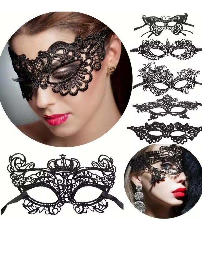 Generic - 6 PCS Masquerade Party Prom Lace Cut Out Eye Mask - Image 1