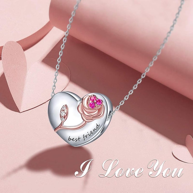 Forever Queen 925 Sterling Silver Heart Love with 3D Rose Flower Charms Beads for Bracelets Necklaces Wedding Valentine's Day Mother's Day Christmas Gift Jewelry for Wife Mom Sister Family Best Friends - Image 5