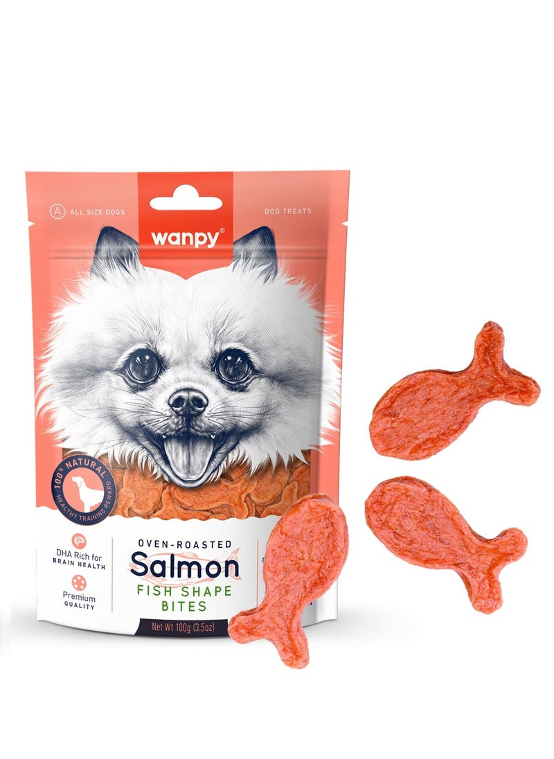 Wanpy Oven Roasted Salmon Fish Shape Bites Dog Treats 100g 