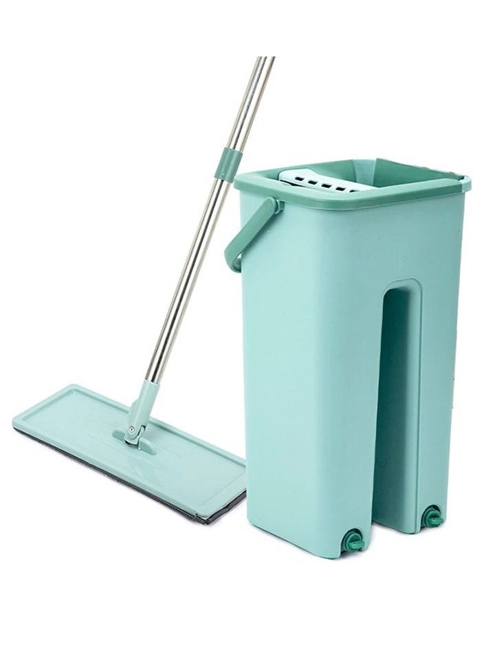 Scratch Scratch mop with Two ultrafilter Cleaning Cloth Pads and Stainless Handle Rod,Double Side Household Cleaning Automatic Dry mop Set Scratch Dry mop Wet mop with Bucket  - Image 1
