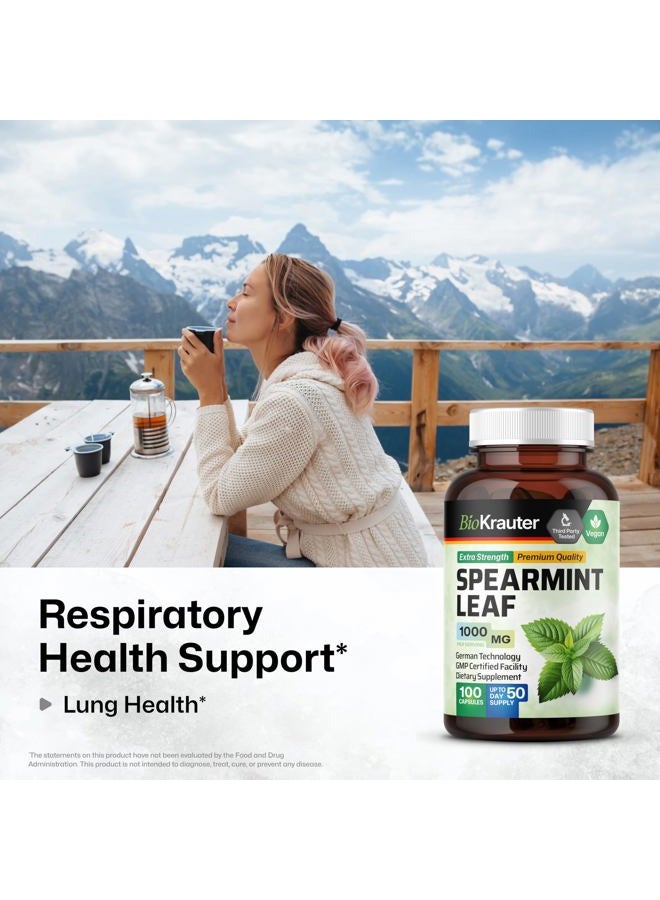 MAUWE HERBS Spearmint Capsules 1000 mg - 100 Count - Vegan Spearmint Supplement for Digestive & Respiratory Support - Mentha Spicata - No Fillers - Image 2