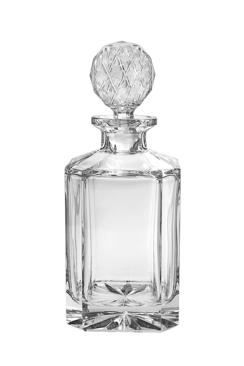 Barski European Quality Crystal Whiskey Liquor Square Shaped Decanter Classic Clear 30 oz 10 Height Made in Europe