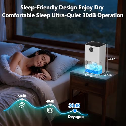 Deyagoo Dehumidifier, 1500ML (50 OZ) Small Dehumidifier for Home (300 Sq. Ft), Quiet with Auto Shut Off, for Bedroom, RV, Closet - Image 3