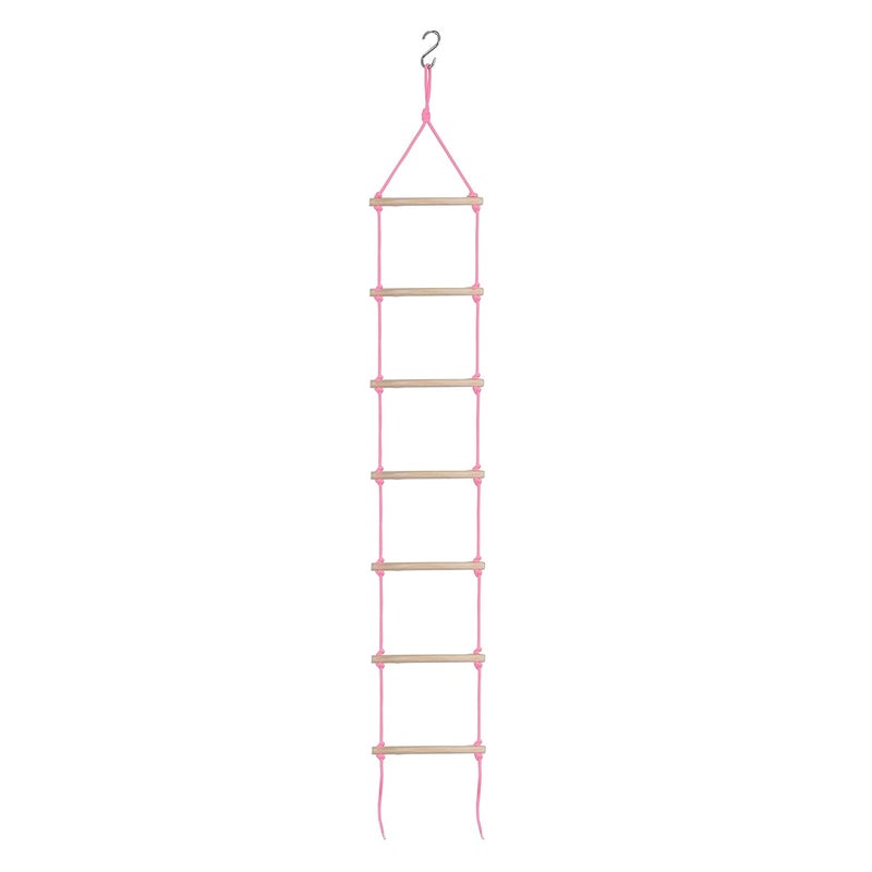 BOFFLE Rope Ladder| Climbing Stairs for Kids | Wooden Scales for Kids for Physical Activity | Indoor Outdoor Games for Kids 3 to 10 Years (Pink) - Image 1