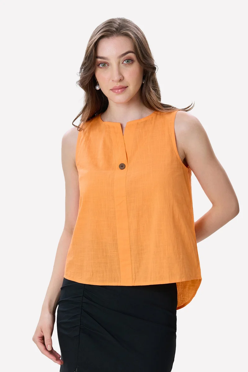 فيرجيو Solid Cotton High-Low Top for Women