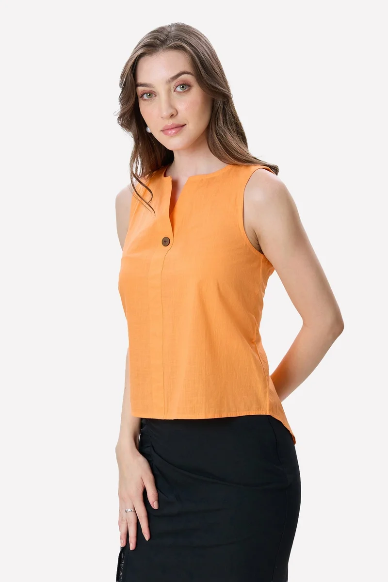 فيرجيو Solid Cotton High-Low Top for Women