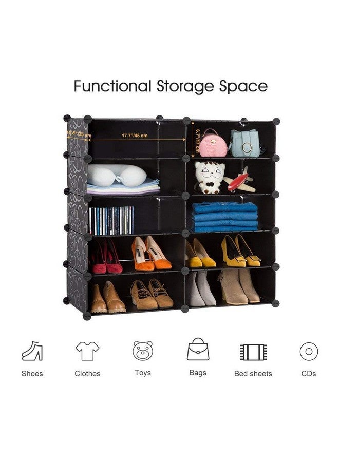 AYSIS International Quality DIY Shoe Rack Organizer/Multi-Purpose Plastic 10 Layers Portable And Folding Shoe Rack (Black) - Image 5